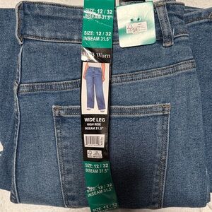 Well Worn Classic Blue Wide Leg Jeans